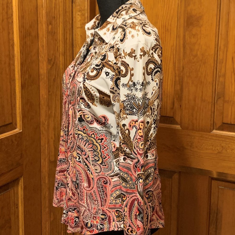 JM Collection Women's blouse Gold/brown Size Small - Picture 3 of 7